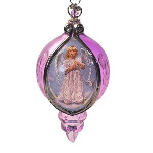 Bradford Brilliant Reflections Ornament Pink Glass Sandra Kuck Angel Christmas